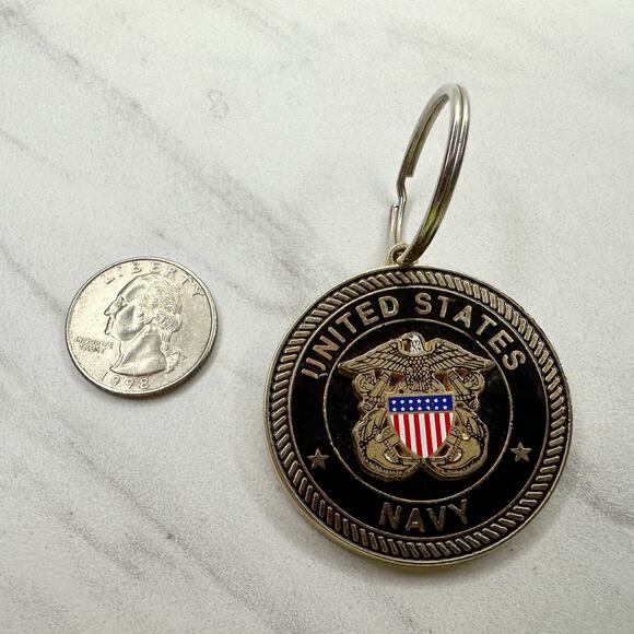 United Sates Navy USN Eagle Flag Keychain Keyring - Picture 2 of 11